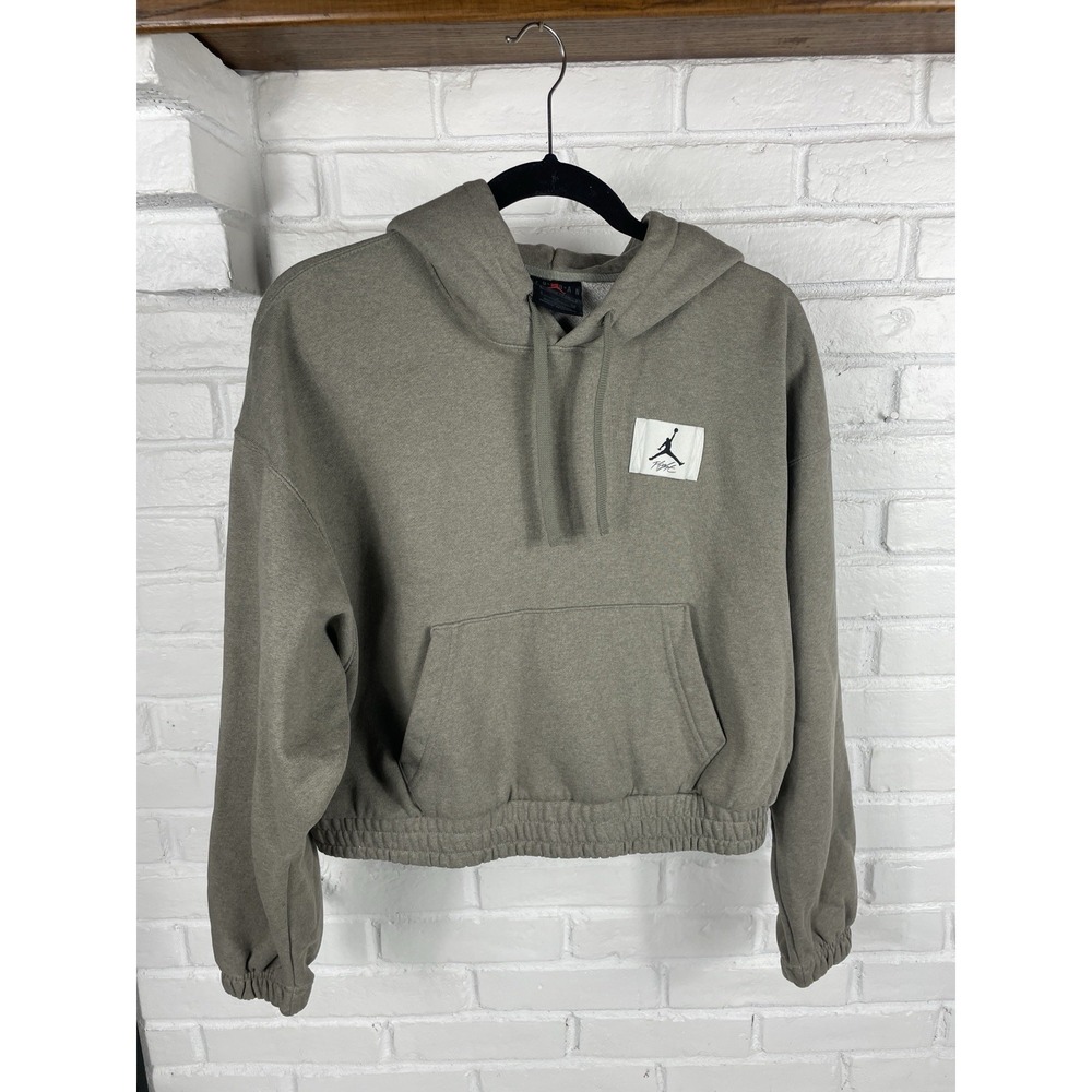 W Jordan women's cropped hoodie S taupe cotton loose fit streetwear athleisure